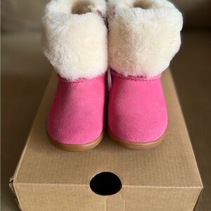 Uggs Pink Faux Fur Cuff Suede Boots (New)